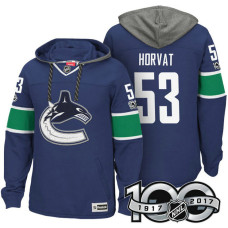 Vancouver Canucks #53 Bo Horvat Blue Anniversary Classic Patch Hoodie