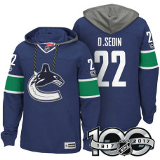 Vancouver Canucks #22 Daniel Sedin Blue Anniversary Classic Patch Hoodie