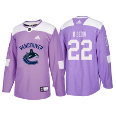 Vancouver Canucks #22 Daniel Sedin Purple Hockey Fights Cancer Authentic Jersey