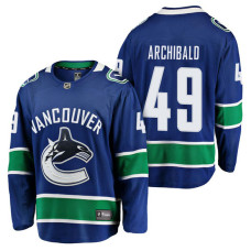 Vancouver Canucks #49 Breakaway Player Darren Archibald Jersey Blue