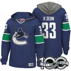 Vancouver Canucks #33 Henrik Sedin Blue Anniversary Classic Patch Hoodie