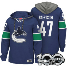 Vancouver Canucks #47 Sven Baertschi Blue Anniversary Classic Patch Hoodie