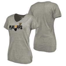 Women's Vegas Golden Knights Bound Team Favorite Tri-Blend V-Neck T-shirt Heather Grey