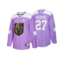 Vegas Golden Knights #27 Shea Theodore Purple Adidas Authentic Hockey Fights Cancer Jersey With 2023 Stanley Cup Patch