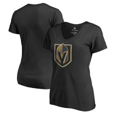 Women's Vegas Golden Knights Black Primary Logo V-neck T-shirt