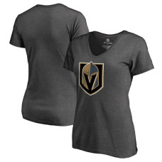 Women's Vegas Golden Knights Heather Gray Primary Logo V-neck T-shirt