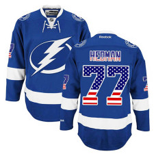 Tampa Bay Lightning Victor Hedman #77 Royal Blue USA Flag Fashion Jersey