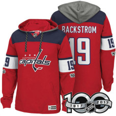 Washington Capitals #19 Nicklas Backstrom Red Anniversary Classic Patch Hoodie