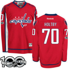 Washington Capitals #70 Braden Holtby Red 2017 Anniversary Patch Player Jersey