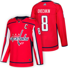 Washington Capitals #8 Alex Ovechkin Red 2018 New Season Home Authentic Jersey With Anniversary Patch