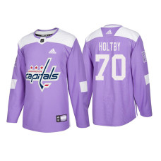 Washington Capitals #70 Braden Holtby Purple 2018 Adidas Authentic Hockey Fights Cancer Jersey