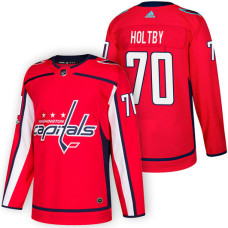 Washington Capitals #70 Braden Holtby Red 2018 New Season Home Authentic Jersey With Anniversary Patch