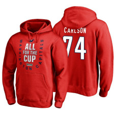 Washington Capitals #74 John Carlson Red 2018 Stanley Cup Playoffs Hoodie