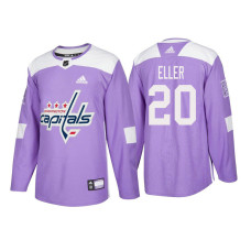 Washington Capitals #20 Lars Eller Purple 2018 Adidas Authentic Hockey Fights Cancer Jersey