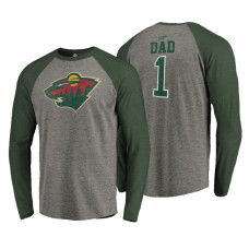 Minnesota Wild Father's Day Greatest Dad Raglan Tri-Blend Long Sleeve Heathered Gray T-Shirt