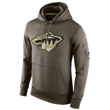 Minnesota Wild Olive Salute To Service Pullover Hoodie