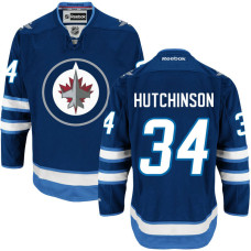 Winnipeg Jets #34 Michael Hutchinson Navy Blue Home Premier Player Jersey