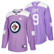 Winnipeg Jets #9 Andrew Copp Purple Hockey Fights Cancer Authentic Jersey