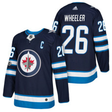 Winnipeg Jets #26 Blake Wheeler Navy 2018 New Season Home Authentic Jersey With Anniversary Patch