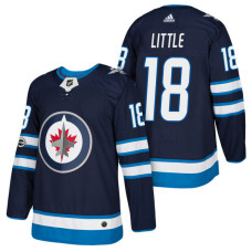 Winnipeg Jets #18 Bryan Little Navy 2018 New Season Home Authentic Jersey With Anniversary Patch