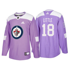 Winnipeg Jets #18 Bryan Little Purple 2018 Adidas Authentic Hockey Fights Cancer Jersey