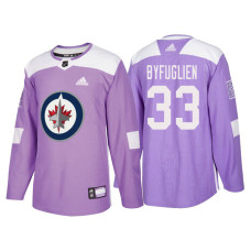 Winnipeg Jets #33 Dustin Byfuglien Purple 2018 Adidas Authentic Hockey Fights Cancer Jersey