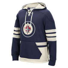 Winnipeg Jets Navy Blue Fleece Lace Pullover Hoodie