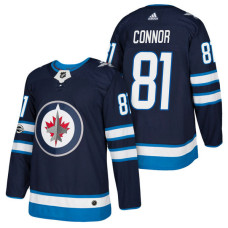 Winnipeg Jets #81 Kyle Connor Navy 2018 New Season Home Authentic Jersey With Anniversary Patch