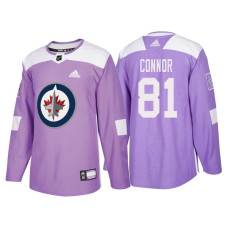 Winnipeg Jets #81 Kyle Connor Purple 2018 Adidas Authentic Hockey Fights Cancer Jersey