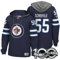 Winnipeg Jets #55 Mark Scheifele Navy 2017 Anniversary Patch Hoodie