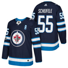 Winnipeg Jets #55 Mark Scheifele Navy 2018 New Season Home Authentic Jersey With Anniversary Patch