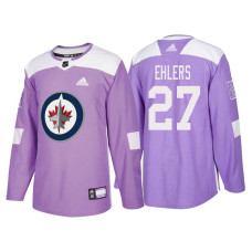 Winnipeg Jets #27 Nikolaj Ehlers Purple 2018 Adidas Authentic Hockey Fights Cancer Jersey