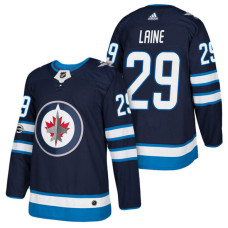 Winnipeg Jets #29 Patrik Laine Navy 2018 New Season Home Authentic Jersey With Anniversary Patch