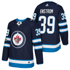 Winnipeg Jets #39 Toby Enstrom Navy 2018 New Season Home Authentic Jersey With Anniversary Patch