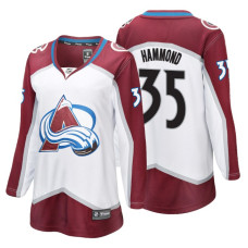 Women's Colorado Avalanche #35 Andrew Hammond Fanatics Branded Breakaway White Away With Jersey 2022 Stanley Cup Champions Patch