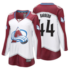 Women's Colorado Avalanche #44 Mark Barberio Fanatics Branded Breakaway White Away With Jersey 2022 Stanley Cup Champions Patch