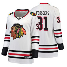 Women's Chicago Blackhawks #31 Anton Forsberg Fanatics Branded Breakaway White Away jersey