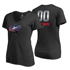 Women's Columbus Blue Jackets Black Midnight Mascot Custom T-Shirt