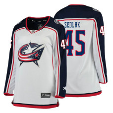 Women's Columbus Blue Jackets #45 Lukas Sedlak Fanatics Branded Breakaway White Away jersey