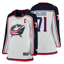 Women's Columbus Blue Jackets #71 Nick Foligno Fanatics Branded Breakaway White Away jersey