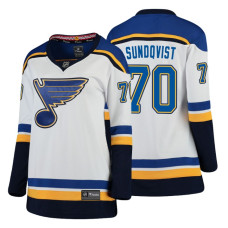 Women's St. Louis Blues #70 Oskar Sundqvist Fanatics Branded Breakaway White Away jersey