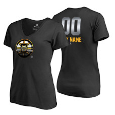 Women's Boston Bruins Black Midnight Mascot Custom T-Shirt