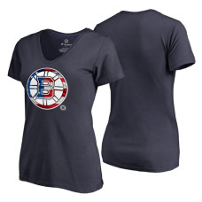 Women's Boston Bruins Navy Banner Wave USA Flag V-Neck T-Shirt