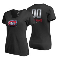 Women's Montreal Canadiens Black Midnight Mascot Custom T-Shirt