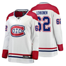 Women's Montreal Canadiens #62 Artturi Lehkonen Fanatics Branded Breakaway White Away jersey