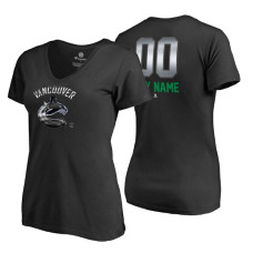 Women's Vancouver Canucks Black Midnight Mascot Custom T-Shirt