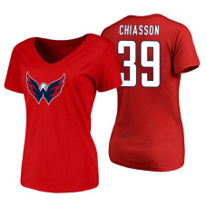 Women's Washington Capitals #39 Alex Chiasson Red Primary Logo V-Neck T-Shirt