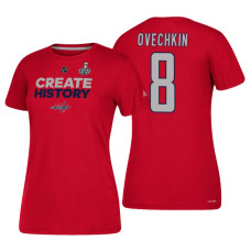 Women's Washington Capitals #8 Alex Ovechkin 2018 Stanley Cup Final Red Create History T-Shirt