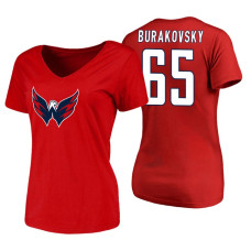 Women's Washington Capitals #65 Andre Burakovsky Red Primary Logo V-Neck T-Shirt