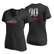 Women's Washington Capitals Black Midnight Mascot Custom T-Shirt